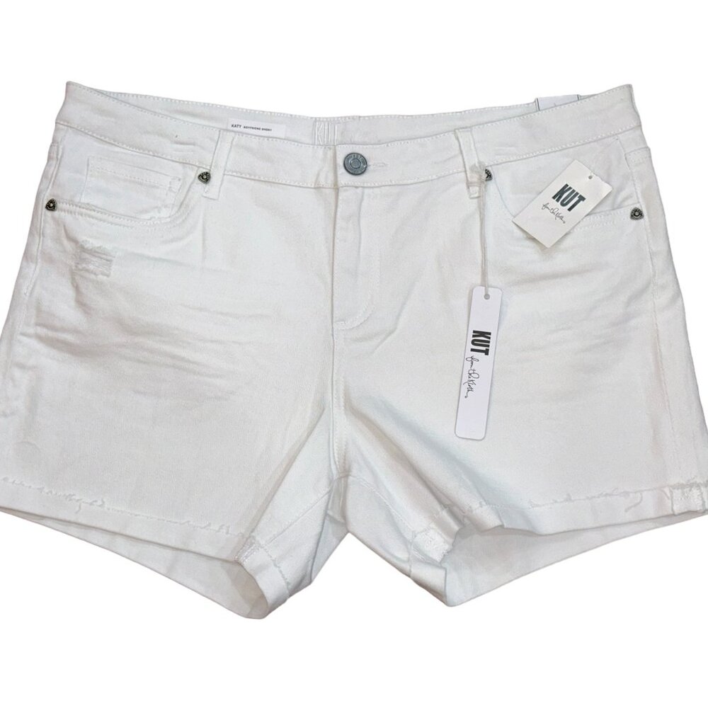 KUT From The Kloth Katy Boyfriend White Denim Shorts Size 16 NWT Summer Outdoor